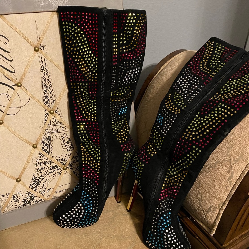 Knee high multicolor red bottom boots - Picture 2 of 2